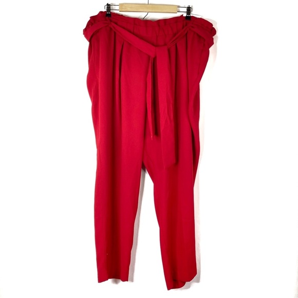 Lane Bryant | Red Paperbag Waist Flowy Ankle Pants Polyester 26 - Picture 1 of 5